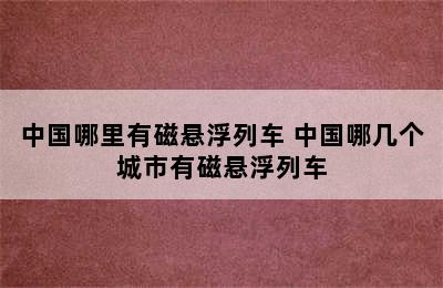 中国哪里有磁悬浮列车 中国哪几个城市有磁悬浮列车